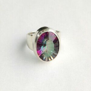 Large 8ct Mystic Topaz Ring in Sterling Silver size 7